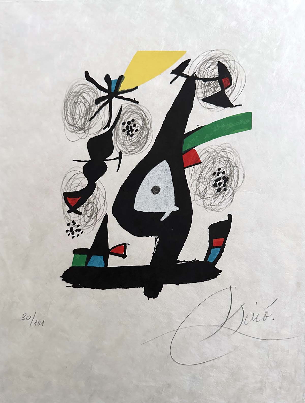 Miro, Signed and Numbered Lithograph from La Melodie Acide. 1980.